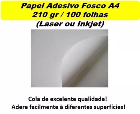 Papel Adesivo Fosco Pct Folhas A Laser Parcelamento Sem