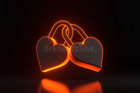 Two Locked Padlocks In The Shape Of A Heart With Bright Glowing