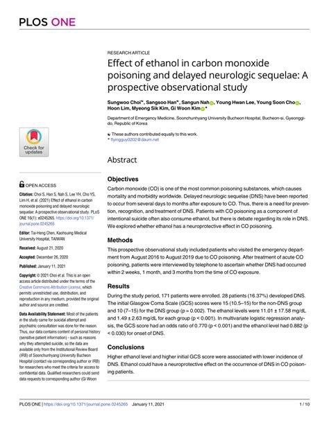 Pdf Effect Of Ethanol In Carbon Monoxide Poisoning And Delayed