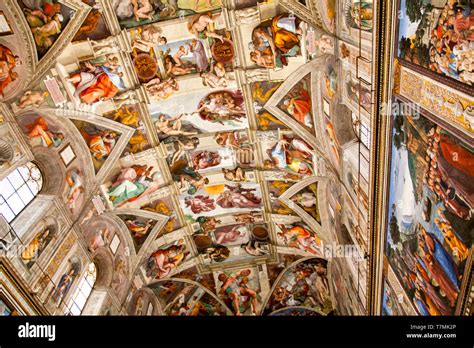 Sistine Chapel Ceiling Murals Vatican City Romeitaly Stock Photo Alamy