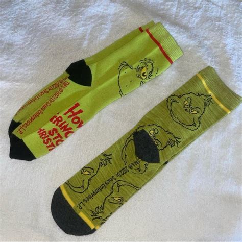 Grinch Socks Two Pairs Of Grinch Socks Brand New Depop