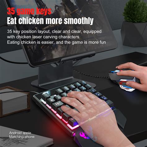 Tanchengg Led Single Handed Backlit Keyboard Mouse Set 35 Keys Mini Usb Wired Keyboard Ccf3001b