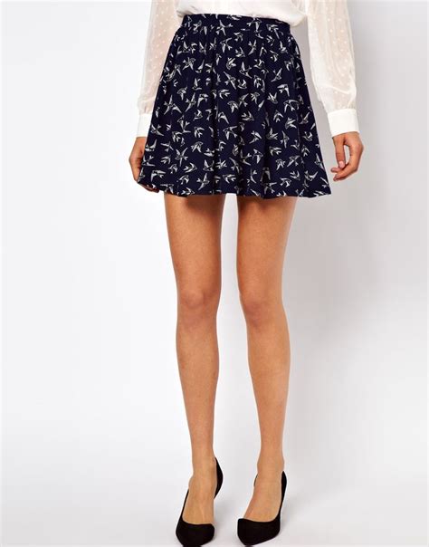 Asos Skater Skirt In Swallow Print Asos Printed Skater Skirt