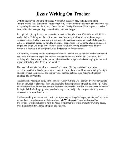 Essay Writing On Teacher Pdf