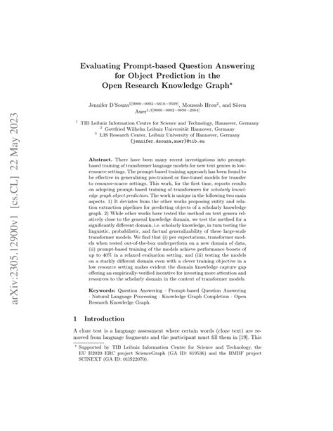 PDF Evaluating Prompt Based Question Answering For Object Prediction