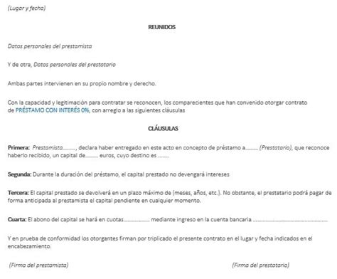 C Mo Hacer Un Contrato De Pr Stamo Entre Particulares Gratis