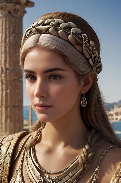 Premium Ai Image Ancient Greece Woman Portrait In A Classical Dress