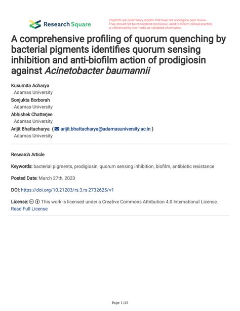 PDF A Comprehensive Profiling Of Quorum Quenching By Bacterial