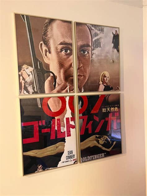 Four James Bond Goldfinger Poster Art in High Quality Frametory Glass ...