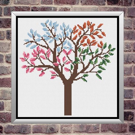 Tree Cross Stitch Four Seasons Tree Cross Stitch Seasons Cross Stitch