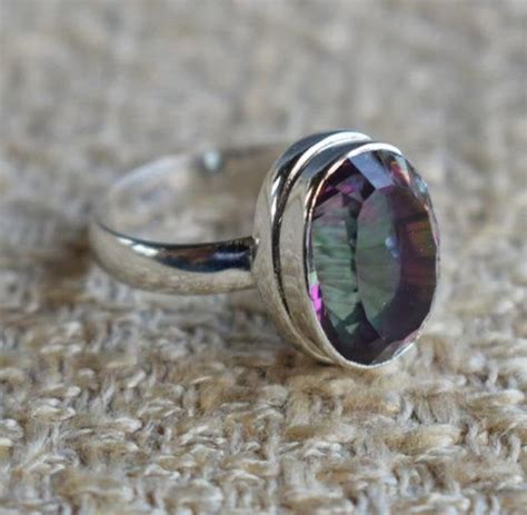 Mystic Fire Topaz Ring 925 Sterling Silver Oval Mystic Etsy