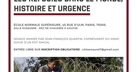 Colloque Ens Les R Fugi S Dans Le Monde Histoire Et Urgence Mrap