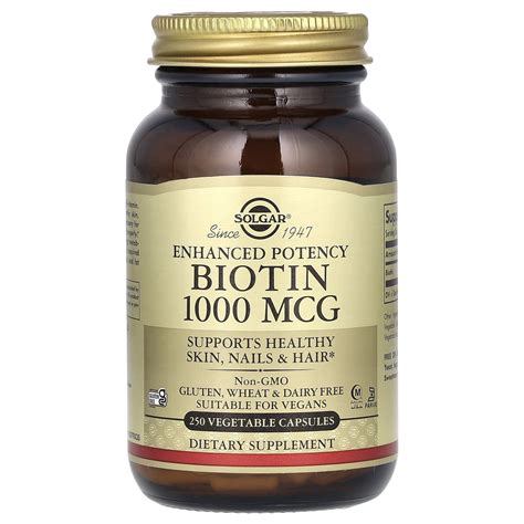 Solgar Biotin 1000 Mcg For Healthy Hair Skin Nails 250 Vegan