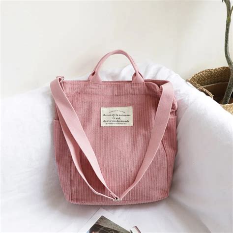 Bolso De Hombro De Pana Para Mujer Bolsa De Tela De Gran Capacidad