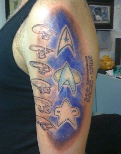 Impressive Star Trek Enterprise Tattoo On Left Half Sleeve スタートレックエンタープライズ