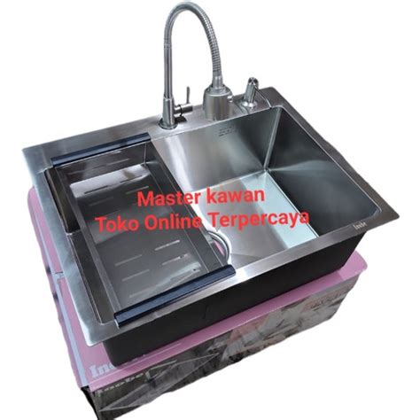 promo paket lengkap kitchen sink stainless inobe  kran fleksibel