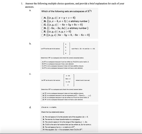 Solved 1 Answer The Following Multiple Choice Questions