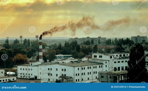 Smoke Comes From The Factory Chimney Polluting The Environment Stock