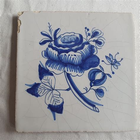 Dutch Rose Delft Tile Th Century Antique Dutch Tile A Frysian Flower