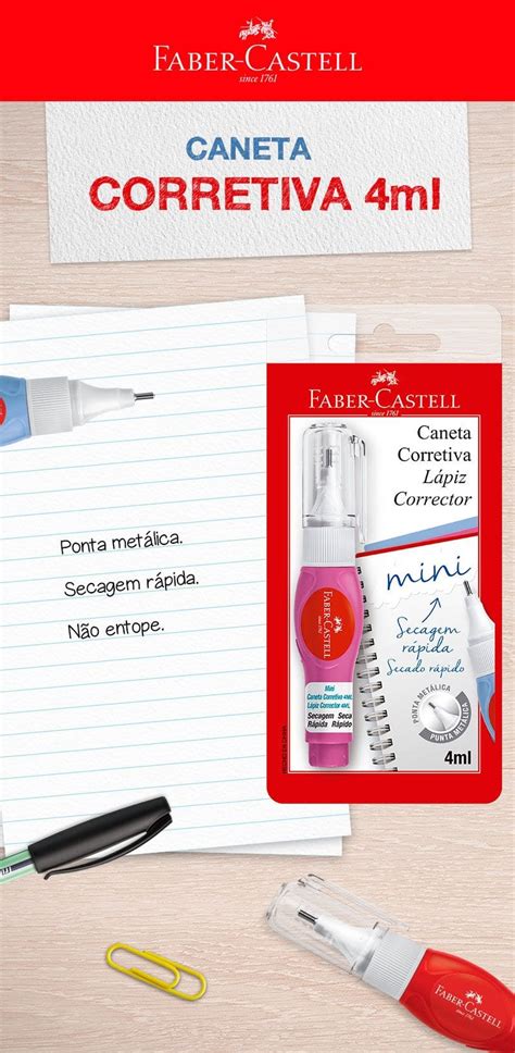 Caneta Corretiva Mini 4ml Cores Sortidas Faber Castell BT 1 UN BT 1 UN