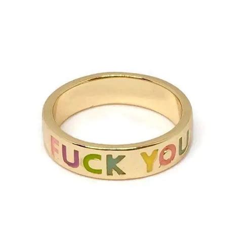 Fuck You Rainbow Band Ring Etsy