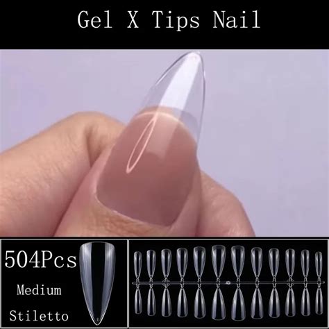 504pcs Gel X Tips Nail Extension System Full Cover Medium Stiletto