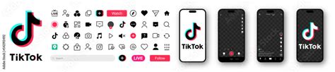 Tiktok Logo Tempale For Social Media Set Tik Tok Screen Social Media