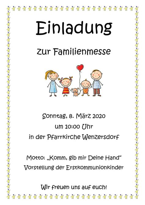 Einladung Zur Familienmesse Und Vorstellung Der Erstkommunionkinder