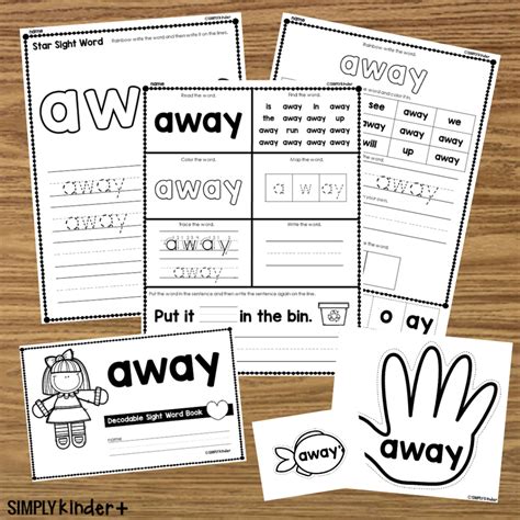 Away Sight Word Activities Simply Kinder Plus