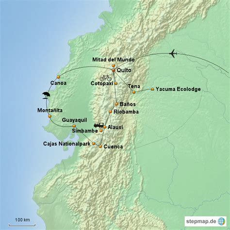 StepMap Ecuador Rundreise Landkarte für Ecuador