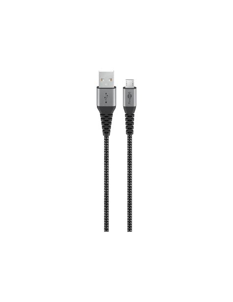 Kabel Tekstylny Micro Usb Na Usb A Z Metalowymi Wtyczkami Szary