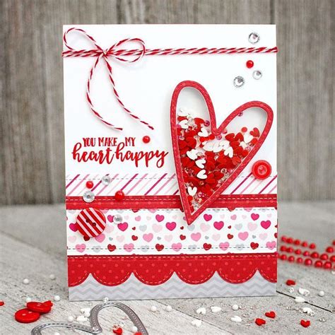 Happy Hearts Shaped Shaker Valentines Day Cards Handmade Valentine