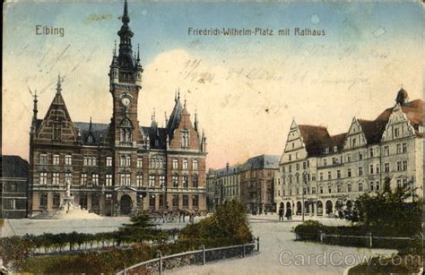 Elbing. Friedrich-Wilhelm-Platz mit Rathaus Poland Germany