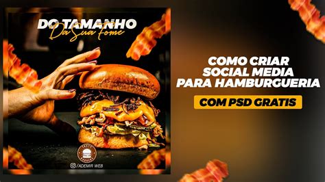 Como Criar Arte SOCIAL MEDIA Para HAMBURGUERIA Tutorial Photoshop