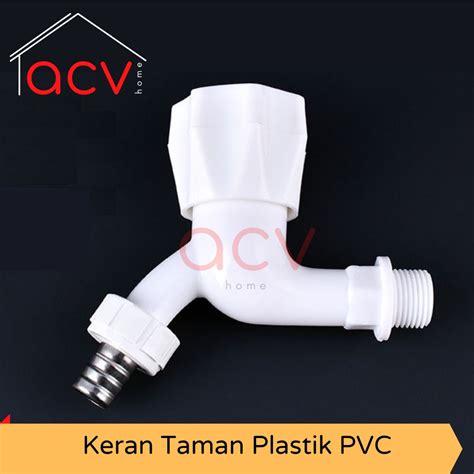 Jual Keran Air Taman PVC Kran Plastik Putih Model Mahkota Bulat 1 2