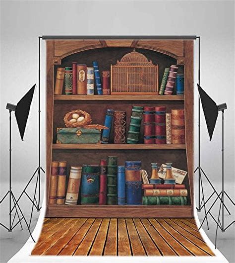 Hellodecor Photography Retro Bookshelf Backdrop X Ft Books Eggs