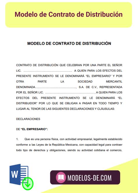 Modelo de Contrato de distribución en Word Gratis