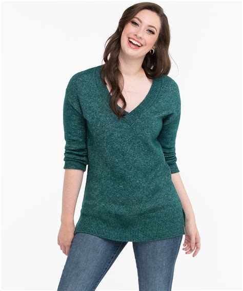 V Neck Pointelle Sleeve Sweater Rickis