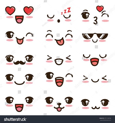 Cute Kawaii Emoticon Face Stock Vector Royalty Free