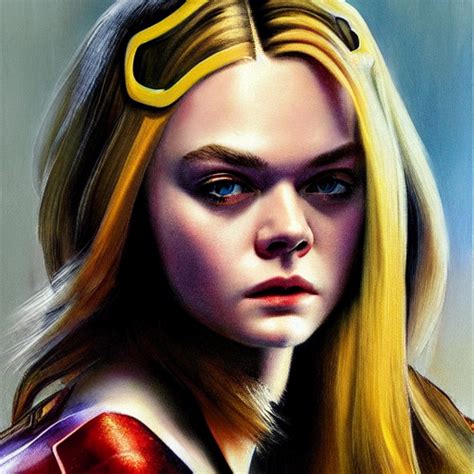 Krea Ultra Realistic Portrait Painting Of Elle Fanning As A Cyberpunk