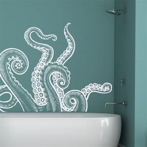 Octopus Wall Decal Bathroom Decor Toilet Decals Octopus Etsy