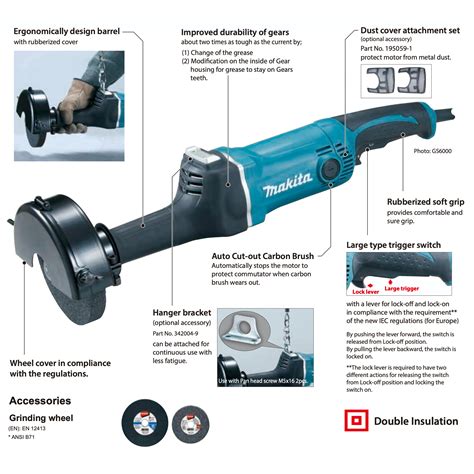 Makita Gs5000 Straight Grinder Diameter 5 750w 5600rpm 52kg
