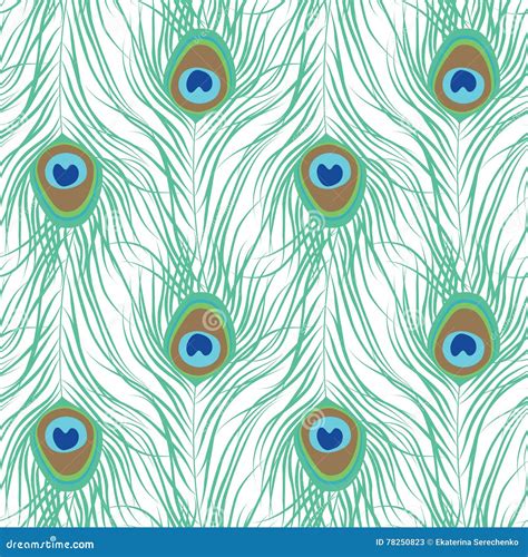 Peacock Feather Seamless Pattern Stock Vector Illustration Of Print