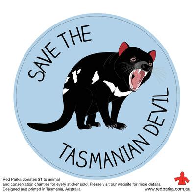 Save the Tasmanian Devil Sticker – Red Parka