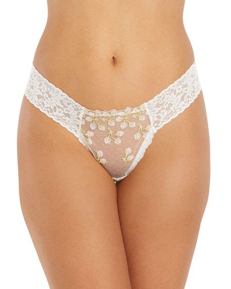 Hanky Panky Floret Lace Low Rise Diamond Thong Neiman Marcus