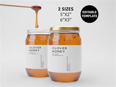 Nova Honey Jar Label 2 Sizes Honey Label Template Etsy Uk Honey Jar