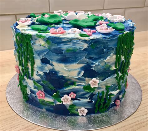 Monet Cake Water Lilies Using Watercolour Buttercream Technique