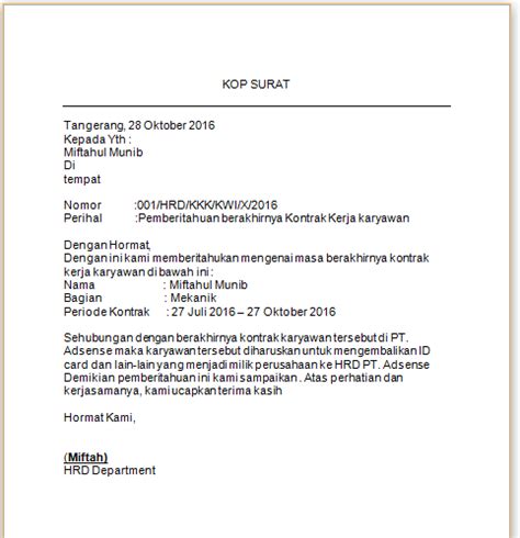 Contoh Surat Pemberitahuan Selesai Pekerjaan Yang Tidak IMAGESEE