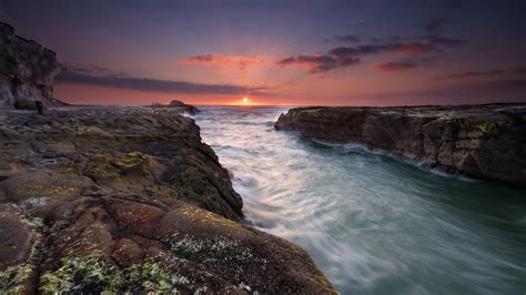 Wallpaper Landscape Sunset Sea Bay Rock Nature Shore Beach