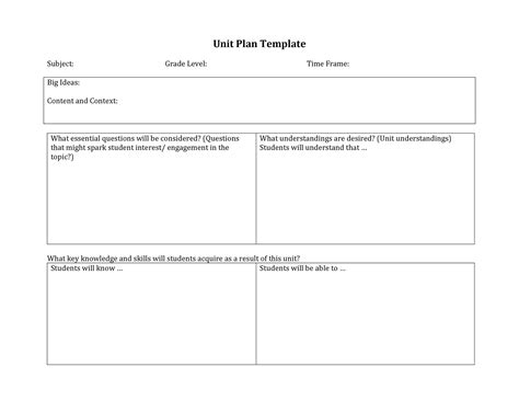 39 Best Unit Plan Templates [word Pdf] ᐅ Templatelab